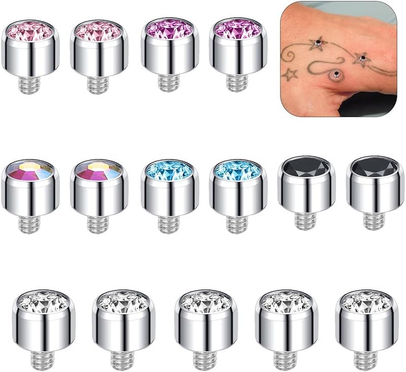 AccGin Store Surgical Steel Dermal Piercing Jewelry Tops for Women Men Cubic Zirconia Micro Dermal Anchor Tops Base Dermal Piercing 3-20Pcs Dermal Piercing Kit Hypoallergenic - Image 1